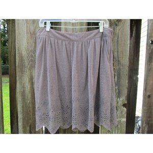 PROMOD Skirt Scalloped Hem Mesh Hem Embroidered Lined Dark lavender pkts, EU 42,